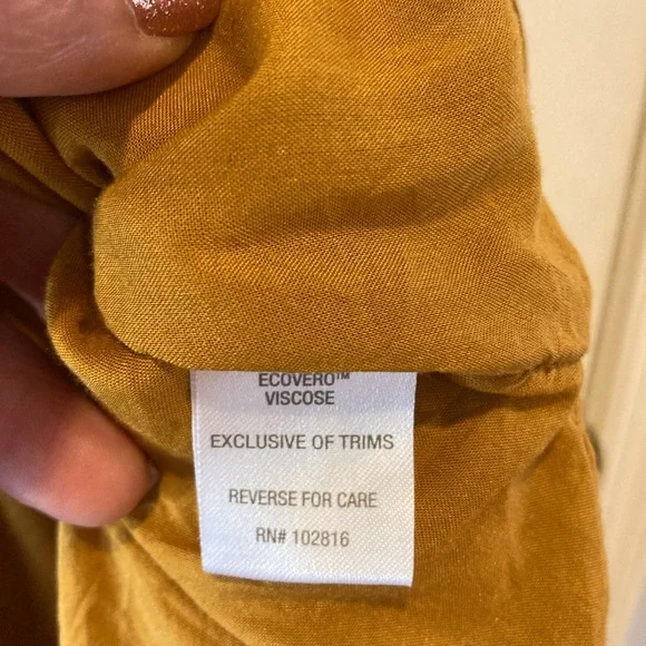 Garnet Hill Gold Maxi Dress Loose Flowy Fit Boho Short Sleeve Woman Size Medium - Picture 9 of 10